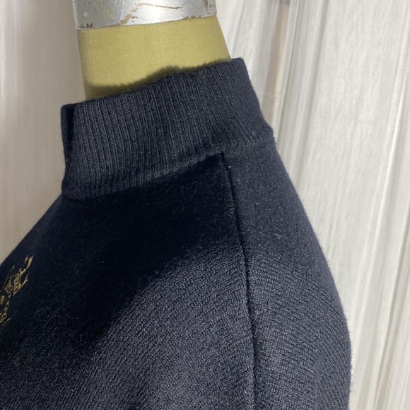 St.John by Marie Gray black mock neck, wool sweater! Gold embroidery, Size L - Picture 8 of 17